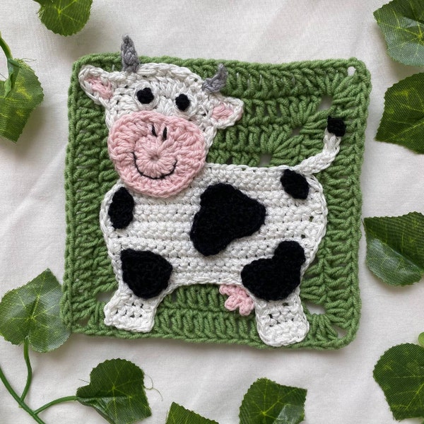 Moo crochet pattern, Cow crochet pattern, Cow print pattern, Crochet cow, Custom patch, Crochet animals, Do it yourself, Funny patch pattern