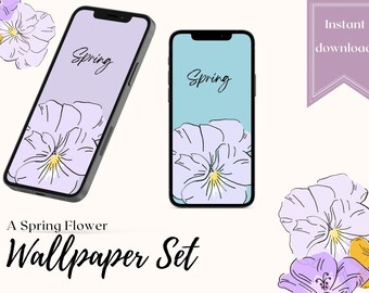 Spring Flower Phone Background Wallpaper Set of 5/ Pastel Colors / Apple iPhone/ Samsung Galaxy/ Android / Tablet /Home screen /Lock Screen