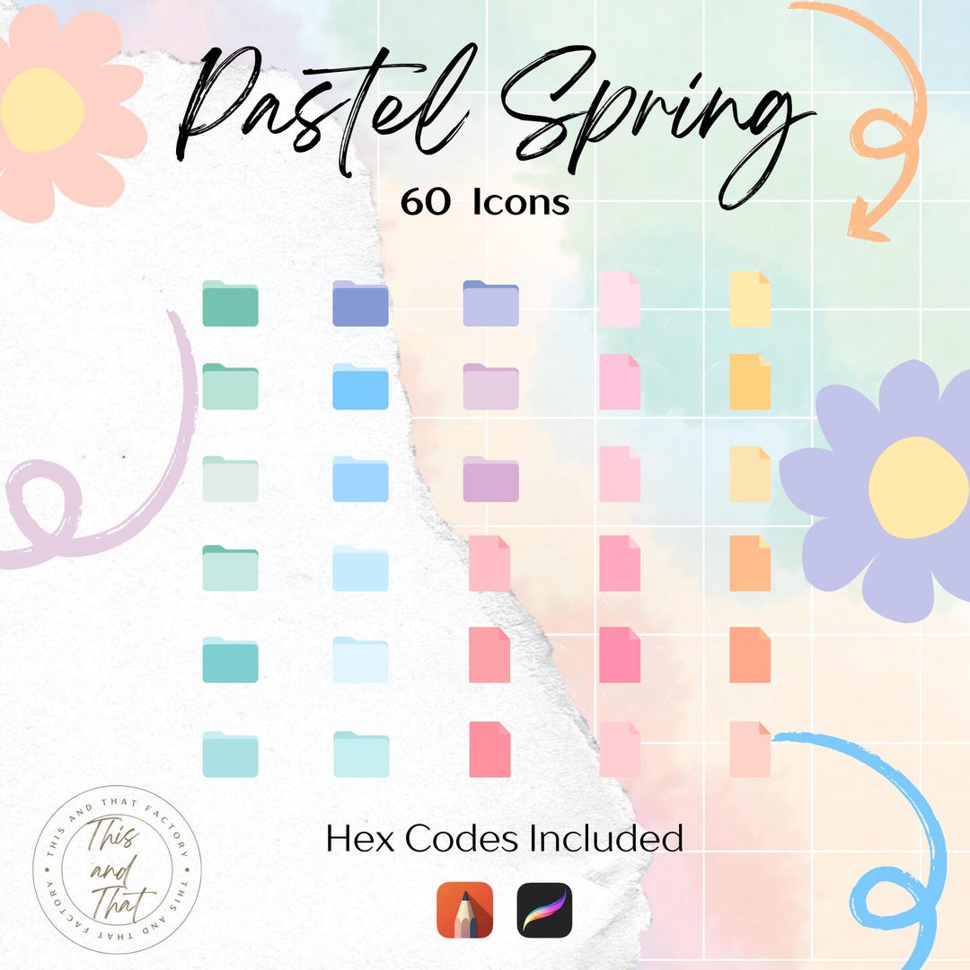 Pastel Spring Folder + Document Icon Set - Etsy