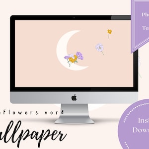 Moon Flowers ver 4- Pink Desktop Computer Laptop Wallpaper
