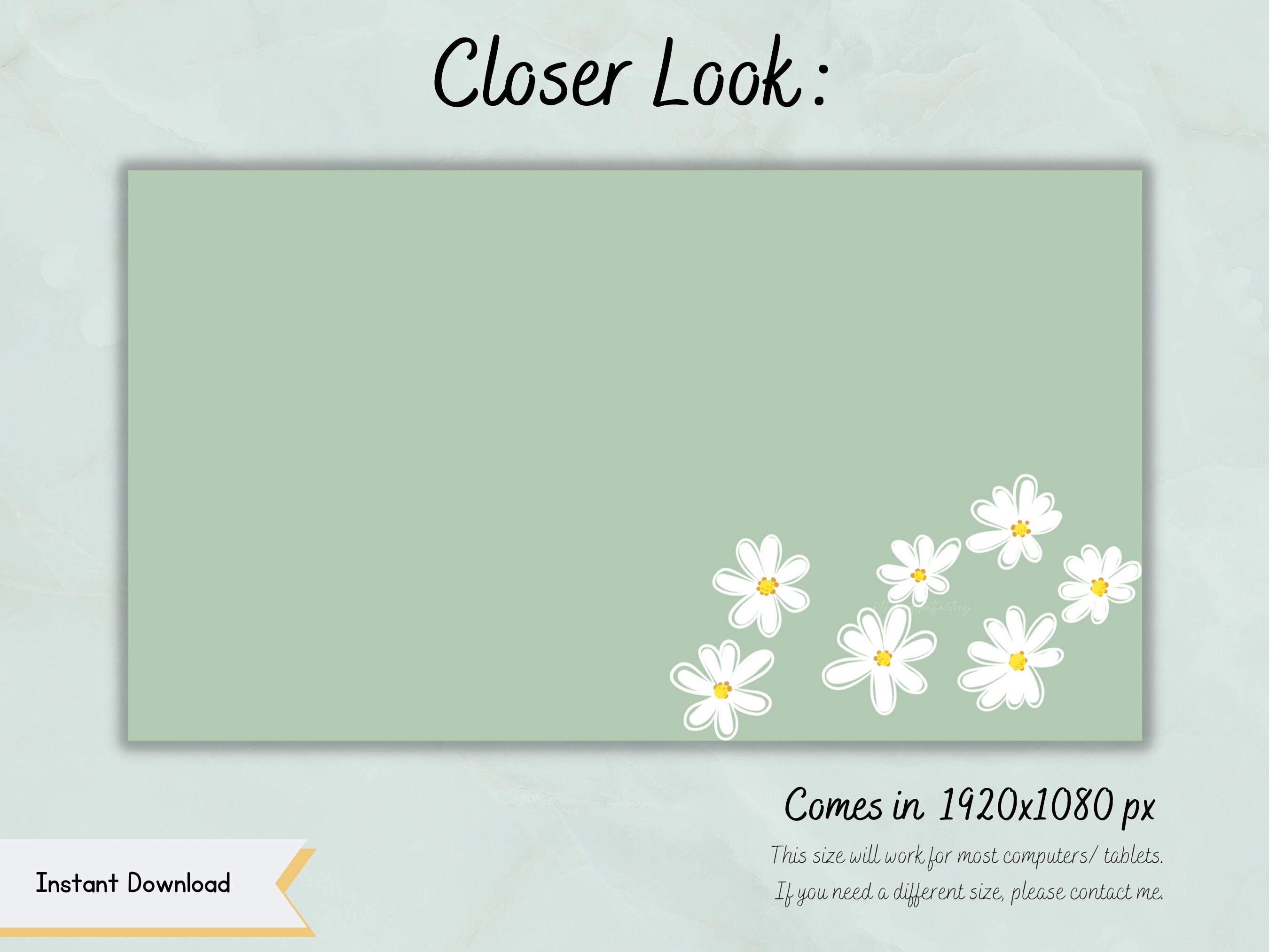 daisy様❣️専用ページ❣️16cm Green Daisy Wallpaper Set / Computer/ Laptop / Desktop/ Home