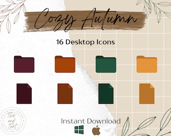 Desktop Icons / Cozy Autumn Color Folders & Document Icons / Icon Pack / PNG icons / ICO icons / Windows / PC / Apple iMac MacBook