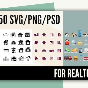 SVG Icons Clipart Real Estate Agency +150 Digital PNG PSD Real Estate