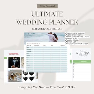 Ultimative Hochzeitsplaner-Tabelle | Digitale Hochzeitsplanungs-Checkliste, Budget-Tracker, Gästeliste | Druckbare Google-Tabellen-Vorlage