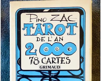 Tarot de l'An 2000, designed by Pino Zac, vintage from 1981, Tarock Tarot cards, published by Grimaud France, Pino zac designs