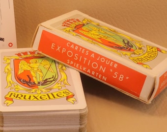 BRUSSELS "World Fair '58" playing cards - LOW PRICE rare deck - "exposition '58" - complete - collector's item