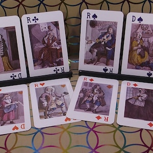 Werbespielkarten – „CHAVAILLON VINS“ – Vintage-Deck von ca. 1979 – Verwandlungskarten – Illustrationen von Wiliam Hogaart – komplett