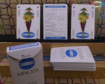 Advertising playing cards for "MINOLTA" - Made by Carta Mundi ca 1979 - complete 52 plus 2 jokers - in original box - hard to find