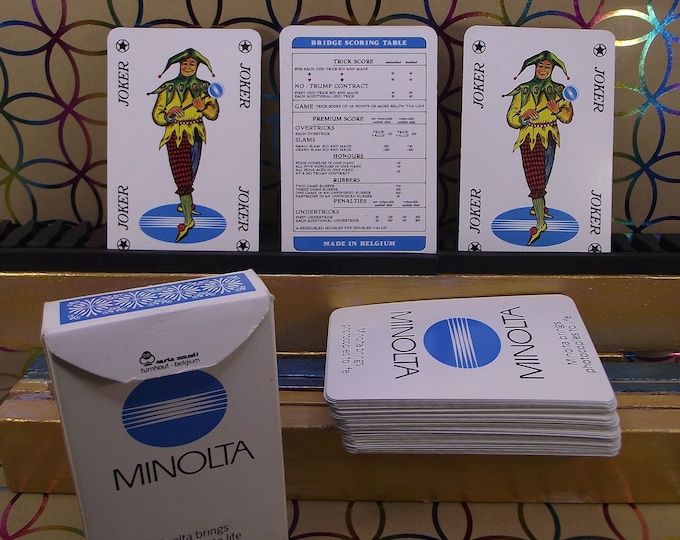 Advertising playing cards for "MINOLTA" - Made by Carta Mundi ca 1979 - complete 52 plus 2 jokers - in original box - hard to find