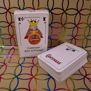 Werbespielkarten für COBERCO-Käse – „CANTENAAR, käse ist Trumpf“ – komplett in Originalverpackung – Vintage-Sammlerstück