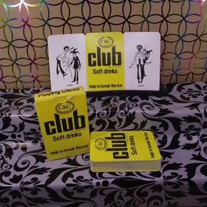 Einzigartige und seltene Werbespielkarten für C&C – „CLUB SOFT DRINKS“ – hergestellt von Carta Mundi – Humor – hilft, das Eis zu brechen