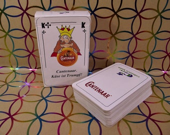 Advertising playing cards for COBERCO cheese - "CANTENAAR, käse ist Trumpf" - complete in original box - vintage collector's item