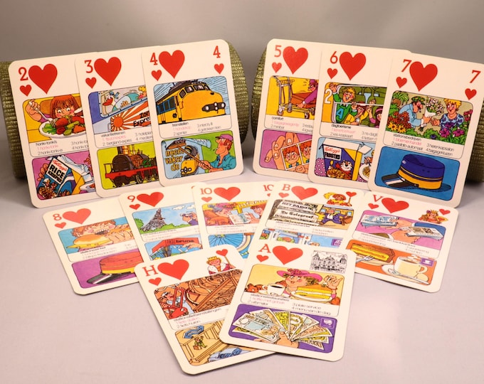 Station quartet game - three in 1 - non-standard playing cards - vintage from 1975 - designer Wim Dolk - Carta Mundi - complete with 2 jokers