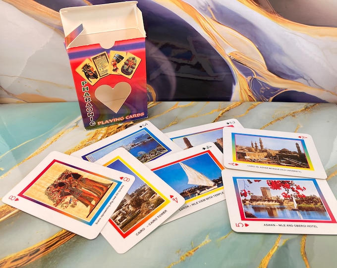 playing cards souvenir - 52 cards places where pharaohs lay - no jokers - unique images - complete - made in China
