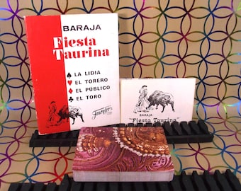 VINTAGE Playing Cards made in Spain by Fournier Baraja “FIESTA TAURINA” - with booklet -bullfighters -with standard image - ca 1970