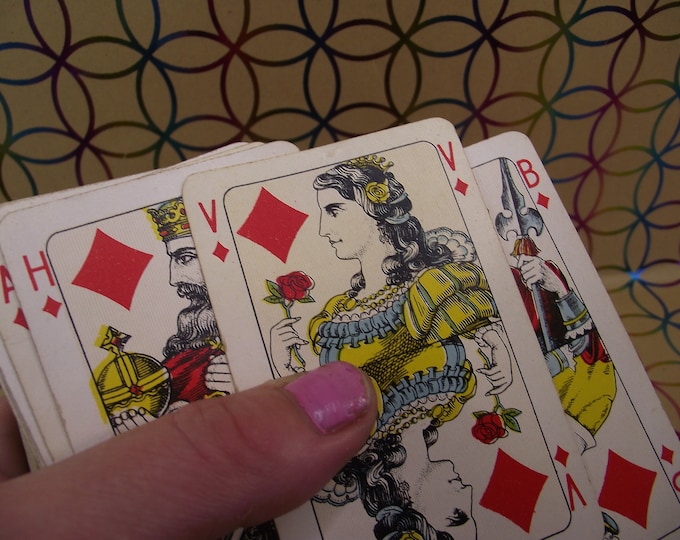 Playing cards - made by Speelkaarten Fabriek Nederland - Vintage from around 1960 - for the HEMA department store - Rijnlands pattern - complete deck