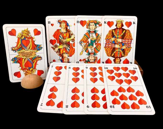 Excellent ALTENBURGERS playing cards with German image - vintage from 1969 - gold edges - 32 cards - Saxon - complete, unused