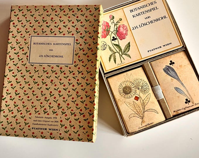 Colorful "Botanical Card Game" Fascimile by JH Loschenkohl - Edition 1978 Original from 1806. Complete game - Piatnik Vienna - numbered
