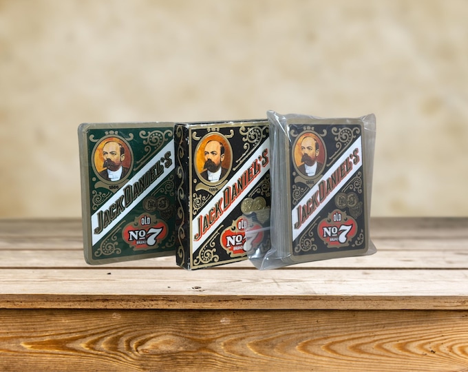 3 x Jack Daniels Playing Cards - International Design - #7 - Poker Size - 55 Cards - Copyright 1972 by Lem Motlow Prop Inc. - Whiskey