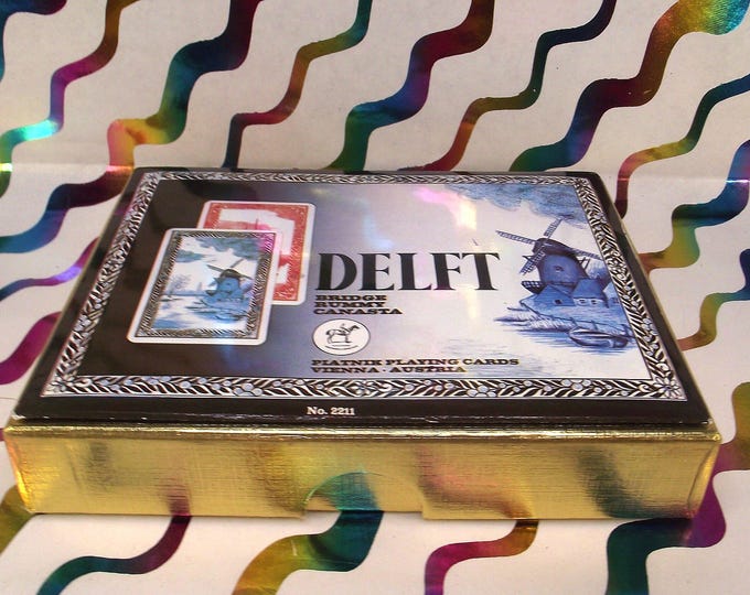 Playing cards "DELFT" - double deck - made by Piatnik Austria - no. 2211 - vintage from 1980 - international standard image