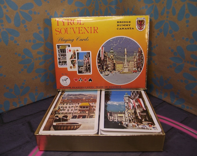 Playing cards set - "Tyrolean Souvenir" - made by Piatnik - complete 2 decks - Souvenir deck - 3 jokers
