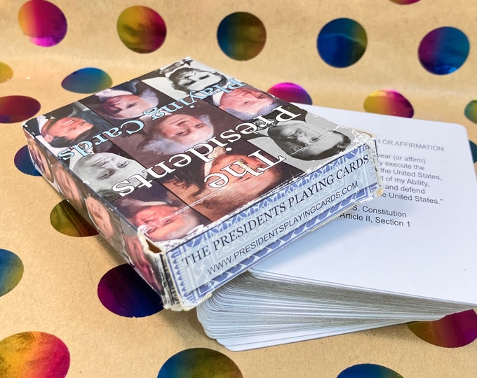 president playing cards - photos of 44 US presidents - from around 2009 - complete - 2 extra cards - blue back - in original box