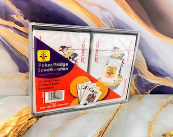 Double deck playing cards both in cellophane - Longfield Tilburg Netherlands from ca 1990 - unused - English image - complete with jokers