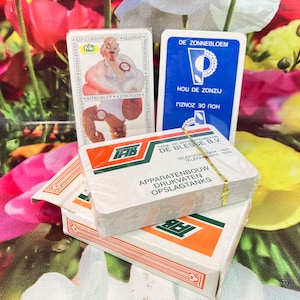 cartas de baralho carta mundi - imagem holandesa - publicidade para: friki/de zonbloem e construção de eletrodomésticos de Blesse - vintage ca 1980 - ainda em selo