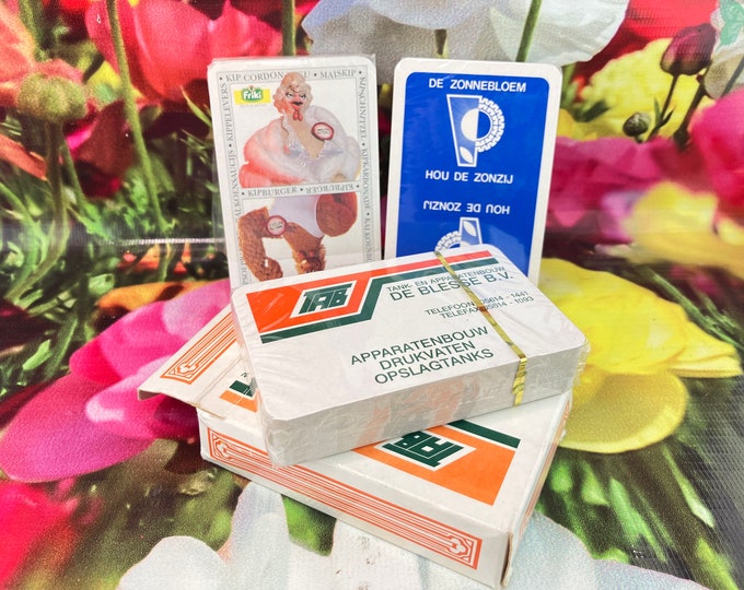 playing cards carta mundi - Dutch image - advertisement for: friki/de zonnebloem and apparatus construction de Blesse - vintage ca 1980 - still in seal