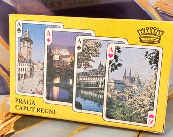 Skat playing cards - SouveniR PRAHA caput Regni - 32 cards - 4 extra index cards - Maxim Obchodni Tiskarny - non standard - photo impression