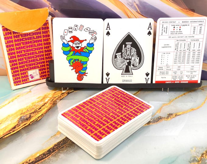 Advertising playing cards "MICHELIN" - the car tire manufacturer - Rare deck - made by GRIMAUD France - vintage from ca 1980