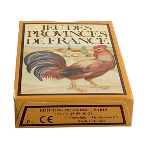 Les provinces de France, 52 cartes à jouer, plus 2 jokers, plus carte texte, Edition J.C. Dusserre © Paris France, millésime 1970,