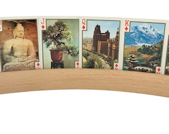 No. 777 Plastic coated Playing Cards, Made in Hong Kong, Chinese scenes and art, 52 color photos, full color, vintage playing cards