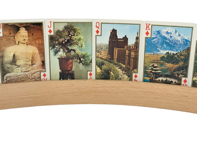 No. 777 Plastic coated Playing Cards, Made in Hong Kong, Chinese scenes and art, 52 color photos, full color, vintage playing cards