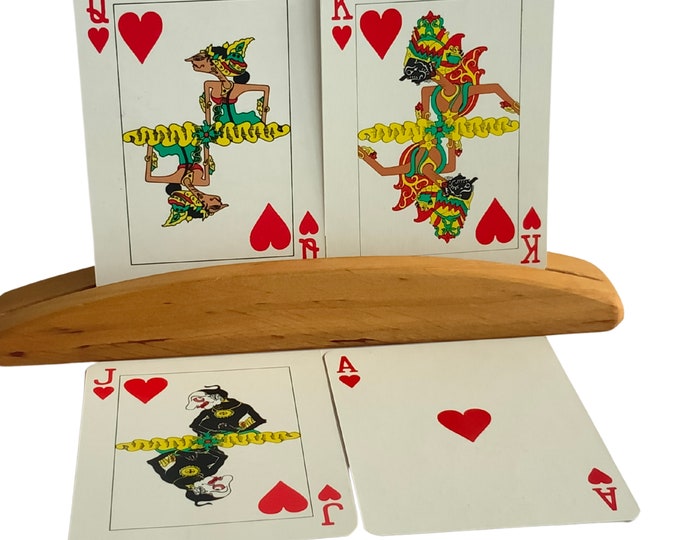 Bridge Playing Cards Wayang, made in Indonesia, with free key ring, printed by Cetaken in 1984, 1 joker, 2 text cards, vintage