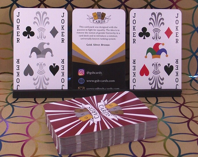 Genderless Playing Cards - "GSB" cards - gold silver and bronze - complete deck with 2 jokers - delivered in plastic box - vintage from ca 2003