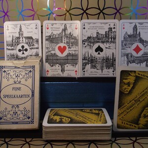 Fijne Speelkaarten “WHIST” Brepols - Antieke kaarten uit ca 1920 - zwart wit geillustreerde azen - standaard Nederlands beeld - Cartes Royal