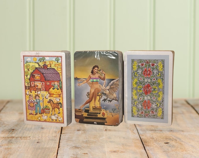 Three standard playing cards in cellophane - carta mundi - 52 cards including jokers - blank decks - free shipping -