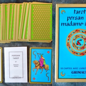 Mazzo colorato, Tarocchi Persan De Madame Indira, Tarocchi persiani, di Grimaud, Vintage del 1981, 55 carte, autore Madame Indira