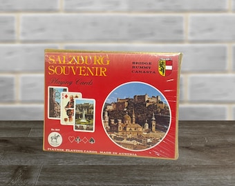 Salzburg Souvenir Playing Cards - Two Decks - Piatnik Austria - 70s Vintage - Cellophane - No. 2110 MARIA THERESIA - FREE Shipping