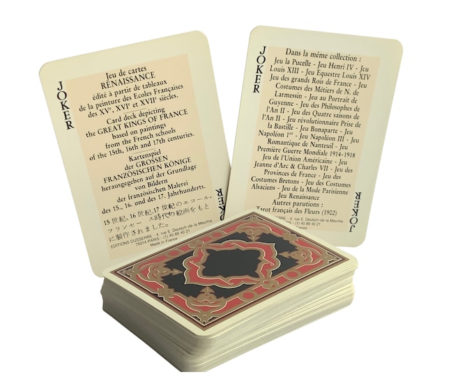 Jeu Renaissance Francois 1st, Duserre edition, 52 cards, 2 jokers, 2 information cards, vintage collectors deck