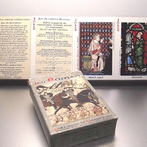 Edição de cartas de jogar DUSSERRE - vintage “JEU ROMAN” de cerca de 1980 - fabricado na França - 3 curingas - baralho fora do padrão - reprodução