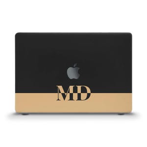 Initialen MacBook-hoes Aangepast monogram Esthetisch MacBook Air 13 15-inch M2 M3 Pro 13 14 16 Gepersonaliseerd eenvoudig neutraal ontwerp voor heren hoesje