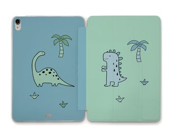 Funda para iPad Dinosaurs para niños Cute Nature Green Blue iPad 10.2 Air 5 4 10.9 iPad Pro 12.9 11 Mini 6 iPad 9.7 10.5 pulgadas Kawaii Dinosaur case