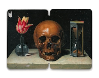 Skull iPad case Vintage art painting iPad 10th 9th 10.2 iPad Air 5th 10.9 Pro 12.9 11 Mini 6th Aesthetic gothic skull Dark academia cover