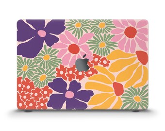 Funda MacBook estética Lindas flores coloridas MacBook Air 13 Air 15 M2 M3 Pro 13 MacBook Pro 14 16 pulgadas Arte abstracto floral de moda Caso femenino