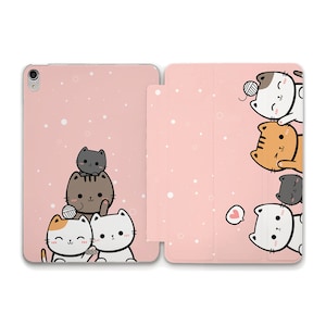 Cats iPad case Cute animals Kawaii iPad 10th 9th 10.2 Air 5th 4th 10.9 Pro 12.9 11 Mini 6th for girls Funny cats Pink girly pretty case