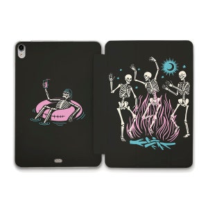 Goth iPad case Skeletons Funny Horror Black iPad 10th 10.2 Air 5 4 10.9 iPad Pro 12.9 11 Mini 6 9.7 10.5 Aesthetic Gothic Edgy Design case