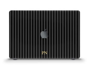 Aesthetic MacBook case Personalized initials Black MacBook Air 13 15 inch Neo Pro 13 14 16 Custom monogram Simple trendy design for men case