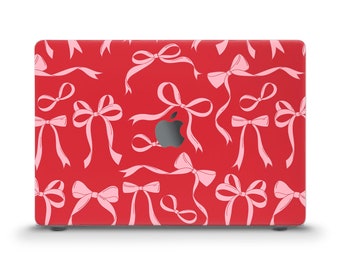 Cute MacBook case with bows Pink ribbons MacBook Air 13 Air 15 M2 M3 Pro 13 14 16 inch Aesthetic red Coquette bows Girly trendy pretty case